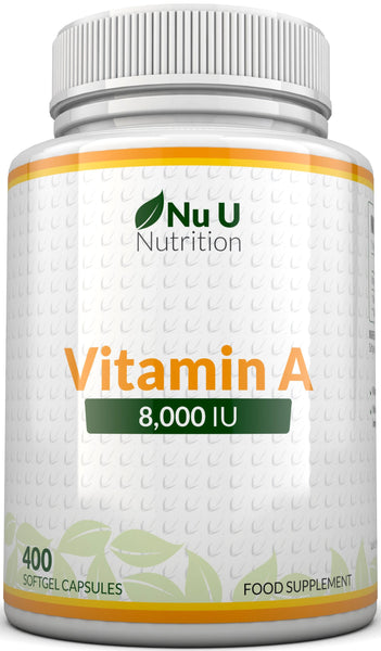 Vitamin A 8000 IU, 400 Softgel Capsules, High Strength