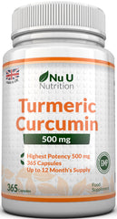 Turmeric Curcumin 500mg, 365 Capsules, 1 Year Supply