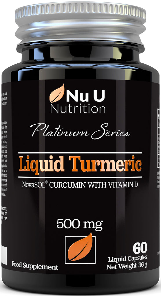 Turmeric Curcumin Liquid 60 Softgels with Vitamin D3, NovaSOL® Curcumin 185 More Absorbed, Vegetarian .