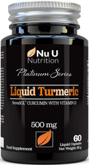 Liquid Turmeric Curcumin Capsules with Vitamin D - 60 Vegetarian Capsules - 2 Month Supply