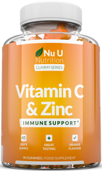 Vitamin C & Zinc Gummies, 90 Orange Flavoured Gummies, Immune Support