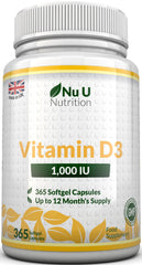 Vitamin D3 1000IU - 365 Softgels - 1 Year Supply