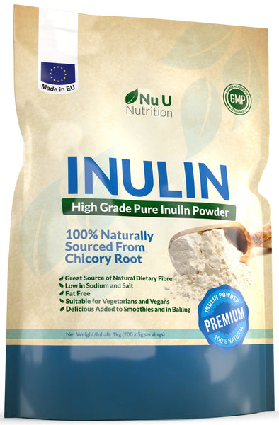 Inulin Prebiotic Fibre Powder 1kg, from Natural Chicory Root in Resealable Bag