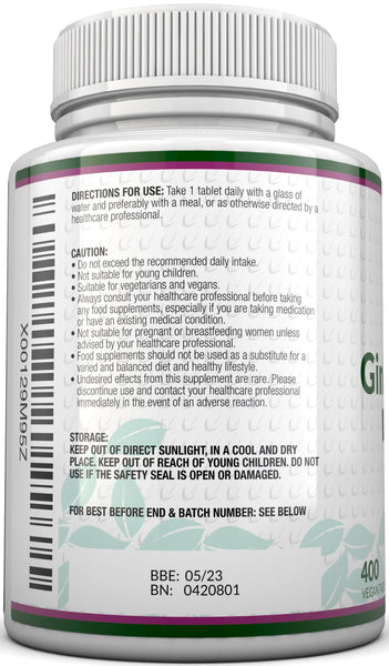 Ginkgo Biloba 6000mg - 400 Vegan Tablets - 13 Month Supply