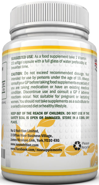 Vitamin D3 365 Softgels, 1,000IU, Cholecalciferol Vitamin D, Full Year Supply