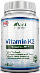 Vitamin K2 MK 7 200mcg - 365 Vegan Tablets - 1 Year Supply