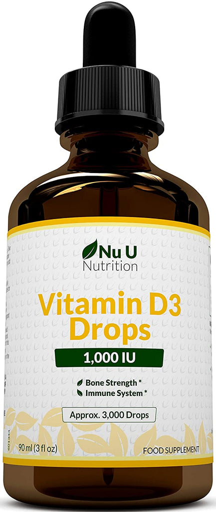 Vitamin D Drops 1000 IU 10,000 IU per 10 Drops - 50% More 90ml Equivalent to 3000 Drops - High Strength Liquid D3 in MCT Oil