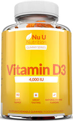 Vitamin D3 Gummies 4000 IU Adults - 90 Vegetarian Gummies - 3 Months Supply - Natural Orange Flavour