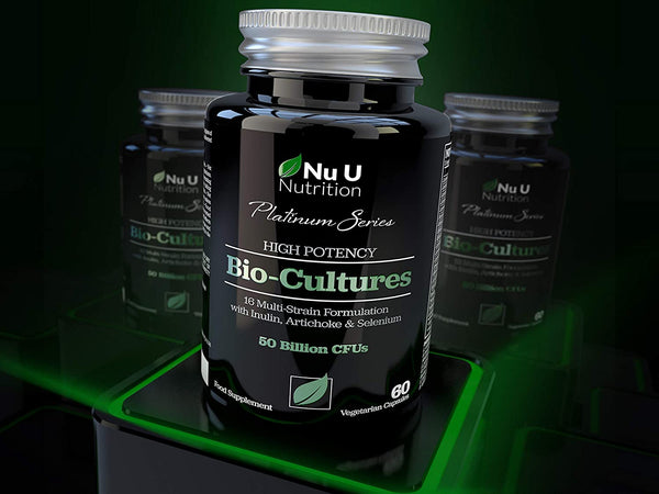 High Potency Bio Cultures Complex, 5 Times Stronger 50 Billion CFU Source Powder, 16 Live Strains with Inulin and Selenium for Immune Support