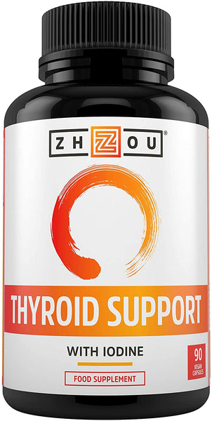 ZHOU Thyroid Support - Advanced Complex with Iodine, Magnesium, Vitamin B12, L-Tyrosine, Ashwagandha, Schizandra & Cayenne