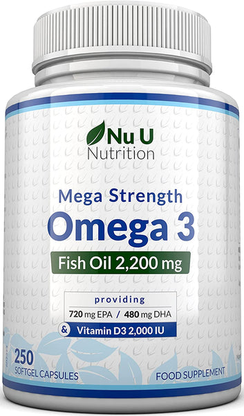 Omega 3 Fish Oil 2200mg & Vitamin D3 2000IU – 720mg EPA & 480mg DHA per Serving