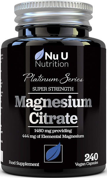 Magnesium Citrate 1480mg - 240 Vegan Magnesium Capsules Providing 444mg Elemental Magnesium