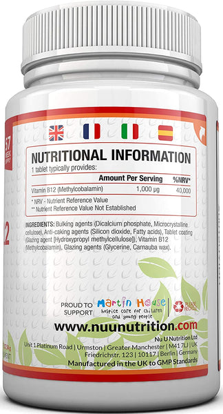 Vitamin B12 1000mcg - 400 Vegan Tablets - 13 Month Supply