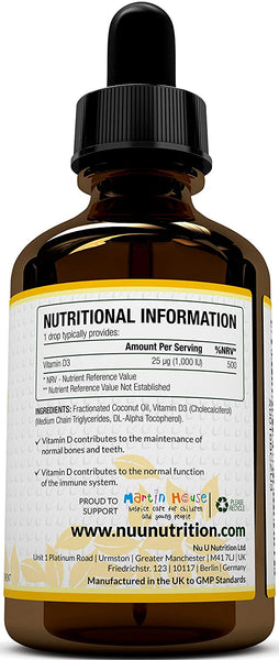 Vitamin D Drops 1000 IU 10,000 IU per 10 Drops - 50% More 90ml Equivalent to 3000 Drops - High Strength Liquid D3 in MCT Oil