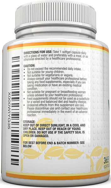 Vitamin D3 4,000IU - 365 Softgel Capsules - 1 Year Supply