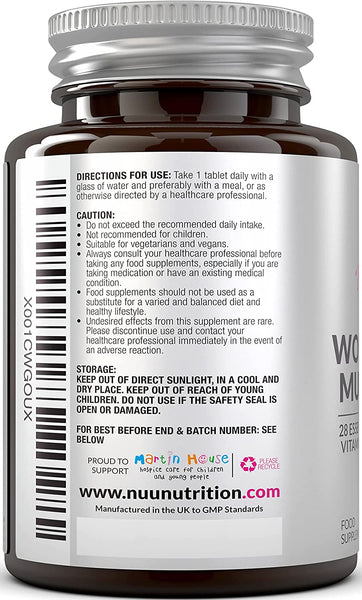 Women's Multivitamin and Minerals - 28 Essential Vitamins, Minerals and Botanicals with Hyaluronic Acid, Vitamin D3 and Biotin - 180 Vegan Tablets