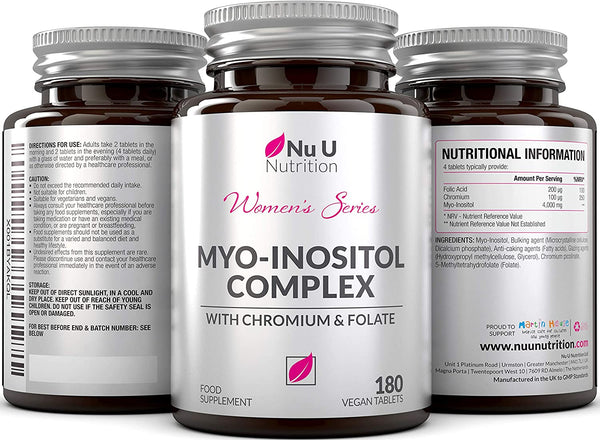 Myo-Inositol Complex- 180 Vegan Tablets, 6 Weeks Supply - with Added Chromium and Folic Acid - Female Support Supplement Tablets
