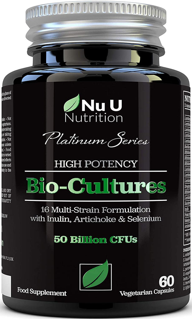 Bio Cultures Probiotics Complex 50 Billion CFU - 60 Vegetarian Capsules - 1 Month Supply