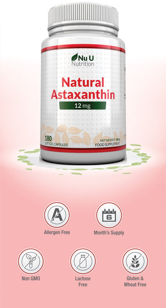 Astaxanthin 12mg - 180 Softgels a 6 Month Supply - Premium Strength Astaxanthin
