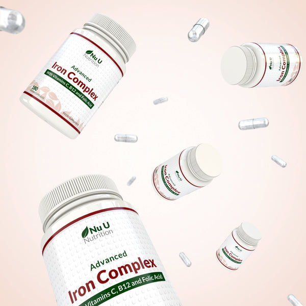 Iron Supplement, 180 Vegan Capsules with Vitamin C, B12 & Folic Acid 6 Month Supply