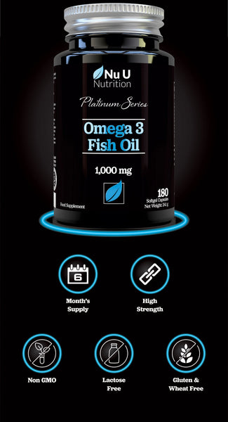 Omega 3 Fish Oil, Double Strength EPA and DHA, 180 Platinum Series Fish Oil Softgels